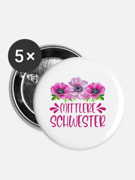 Mittlere Schwester - Buttons klein 25 mm (5er Pack) - Weiß