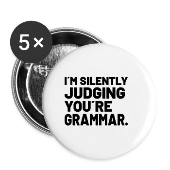 Grammar Police Grammar Nerd Funny Grammar - Buttons klein 25 mm (5er Pack) - Weiß - Vorne