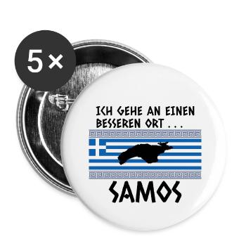 Samos Spruch Griechenland Urlaub - Buttons klein 25 mm (5er Pack) - Weiß - Vorne