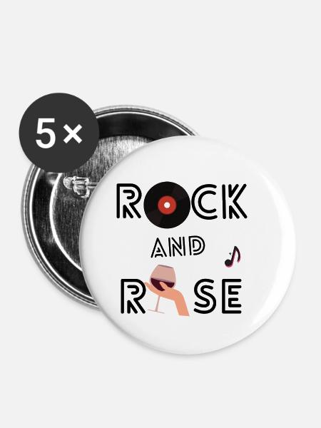 Rock und Rosé - Buttons klein 25 mm (5er Pack) - Weiß