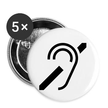 Hearing symbol - Buttons small 1''/25 mm (5-pack) - white - Front
