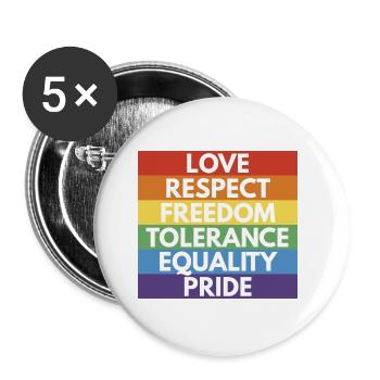 LGBTQ+ - Buttons small 1''/25 mm (5-pack) - white - Front