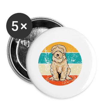 Vintage Retro Goldendoodle Labradoodle - Buttons klein 25 mm (5er Pack) - Weiß - Vorne