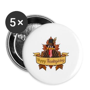 Journée de la Turquie I Joyeux Thanksgiving Turquie - Lot de 5 petits badges (25 mm) - blanc - Devant