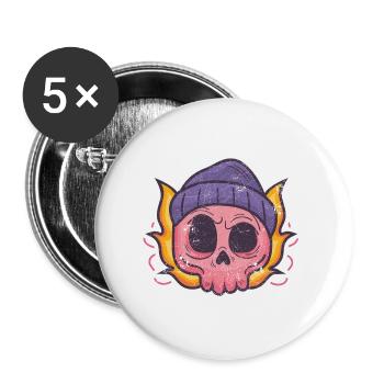 SKULL COMIC HIPSTER HELL SHIRT MOTIF GIFT - Buttons small 1''/25 mm (5-pack) - white - Front
