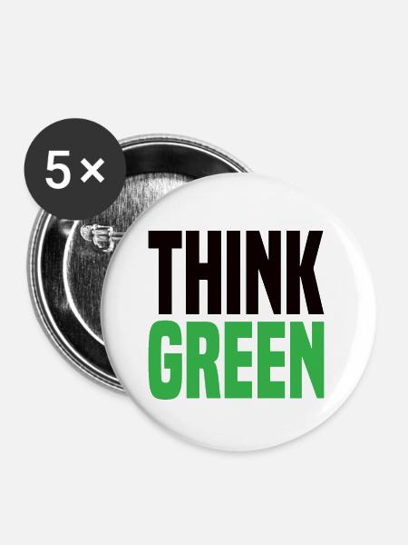 Think Green - Buttons klein 25 mm (5er Pack) - Weiß