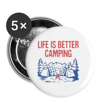 La vie est meilleure Camping Citation motivationnelle Camper - Lot de 5 petits badges (25 mm) - blanc - Devant