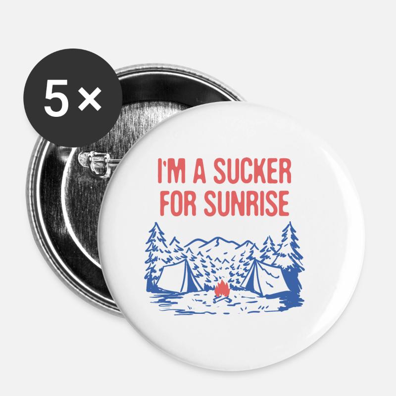 Sucker for Sunrise Summer Camping Tropical Camper - Buttons klein 25 mm (5er Pack) - Weiß