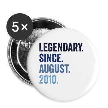 Legendary Since August 2010 12. Geburtstag - Buttons klein 25 mm (5er Pack) - Weiß - Vorne