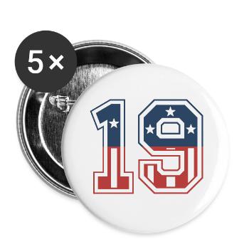 Numéro 19 États-Unis - Lot de 5 petits badges (25 mm) - blanc - Devant