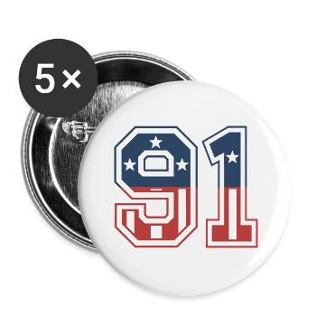 Nummer 91 USA - Buttons klein 25 mm (5er Pack) - Weiß - Vorne