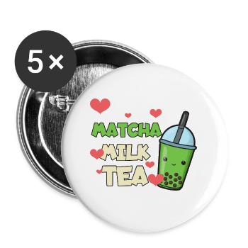 Asiatisches Japanischer Tee Matcha Tea I Geschenk - Buttons klein 25 mm (5er Pack) - Weiß - Vorne