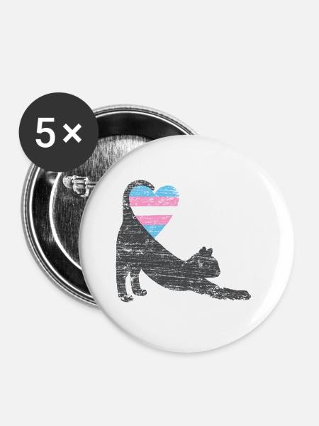 trans flag cat I - Buttons klein 25 mm (5er Pack) - Weiß