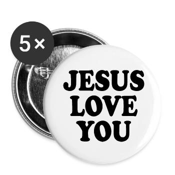 Jesus love you - Buttons klein 25 mm (5er Pack) - Weiß - Vorne