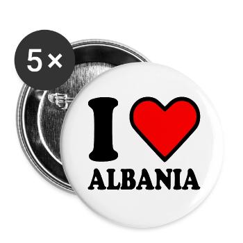 I love albania - Buttons klein 25 mm (5er Pack) - Weiß - Vorne