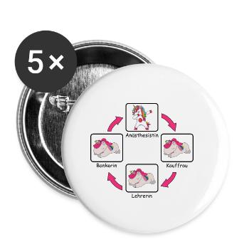 Anästhesistin Anästhesie Sprüche Einhorn Pink - Buttons klein 25 mm (5er Pack) - Weiß - Vorne