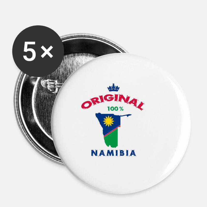 Namibia Original 100% Flaggen Design - Buttons klein 25 mm (5er Pack) - Weiß