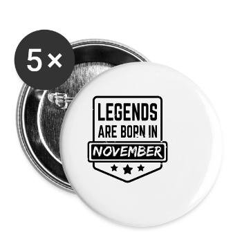 Legends are born in November - Buttons small 1''/25 mm (5-pack) - white - Front