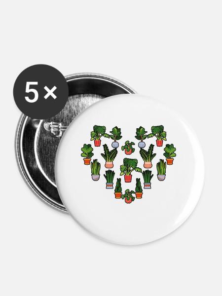 Pflanzen - Buttons klein 25 mm (5er Pack) - Weiß