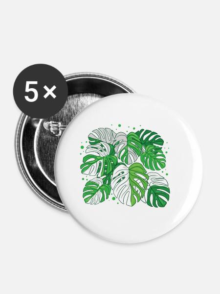 Variegated Monstera - Buttons klein 25 mm (5er Pack) - Weiß