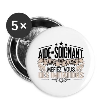Aide Soignant cadeau Aide Soignant le vrai Aide So - Lot de 5 petits badges (25 mm) - blanc - Devant