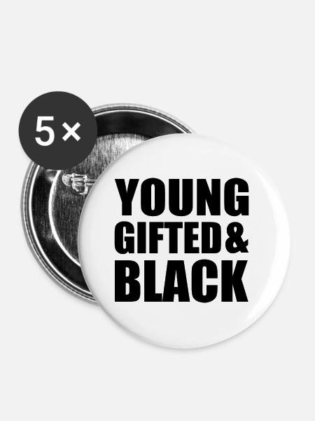 young gifted and black - Buttons klein 25 mm (5er Pack) - Weiß