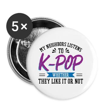 Funny K-Pop Quote South Korean Music - Buttons small 1''/25 mm (5-pack) - white - Front