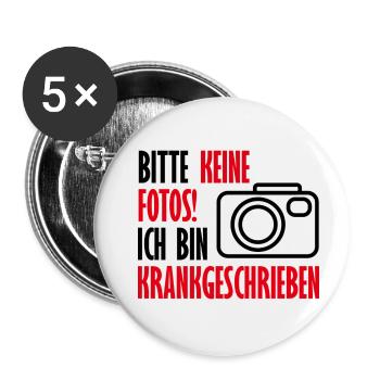 Bitte keine Fotos! - Buttons klein 25 mm (5er Pack) - Weiß - Vorne