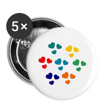 HERZ. HERZ. HEILIGER VALENTINSTAG. LIEBE. LIEBE. HERZ - Buttons klein 25 mm (5er Pack) - Weiß - Vorne