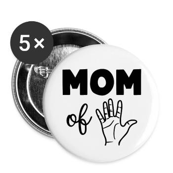 Mom of Five - Buttons klein 25 mm (5er Pack) - Weiß - Vorne