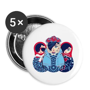 Matryoshka Trio: Sveta Rosa Helena - Buttons small 1''/25 mm (5-pack) - white - Front