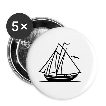 Sailing ship - Buttons small 1''/25 mm (5-pack) - white - Front