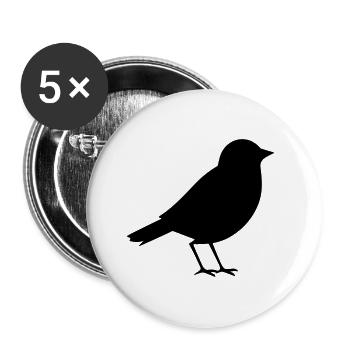 Vögelchen - Buttons klein 25 mm (5er Pack) - Weiß - Vorne