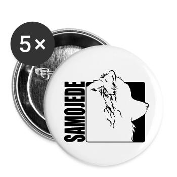 Samoyed Profile Dogs Dog Wilsigns - Buttons small 1''/25 mm (5-pack) - white - Front