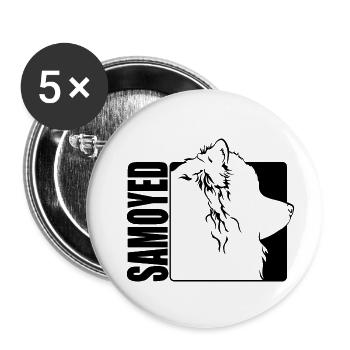 Samoyed Profile Dogs Dog Wilsigns - Buttons small 1''/25 mm (5-pack) - white - Front