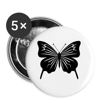 Papillon - Lot de 5 petits badges (25 mm) - blanc - Devant