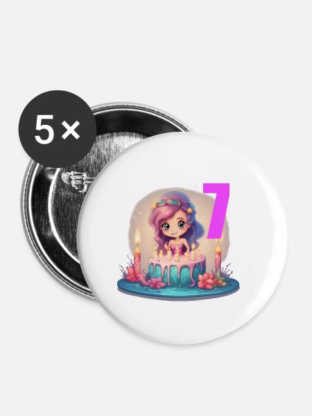 Meerjungfrau - Buttons klein 25 mm (5er Pack) - Weiß