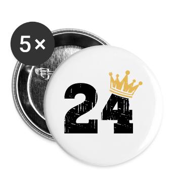 24 Krone 24. Geburtstag 24 Jahre - Buttons klein 25 mm (5er Pack) - Weiß - Vorne