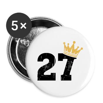 27 Crown 27th Birthday 27 Years - Buttons small 1''/25 mm (5-pack) - white - Front