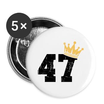 47 Crown 47th Birthday 47 Years - Buttons small 1''/25 mm (5-pack) - white - Front