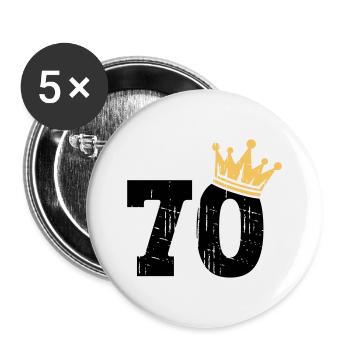 70 Krone 70. Geburtstag 70 Jahre - Buttons klein 25 mm (5er Pack) - Weiß - Vorne