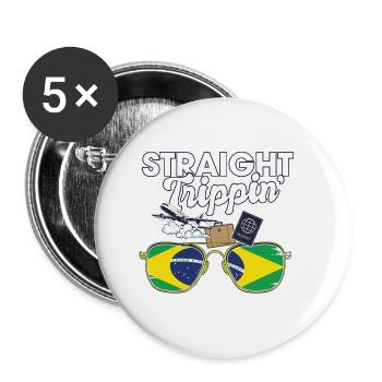 Straight Trippin' ' Brésil Vacances Tour Voyage - Lot de 5 petits badges (25 mm) - blanc - Devant