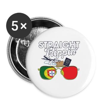 Straight Trippin' Portugal Voyage de vacances - Lot de 5 petits badges (25 mm) - blanc - Devant