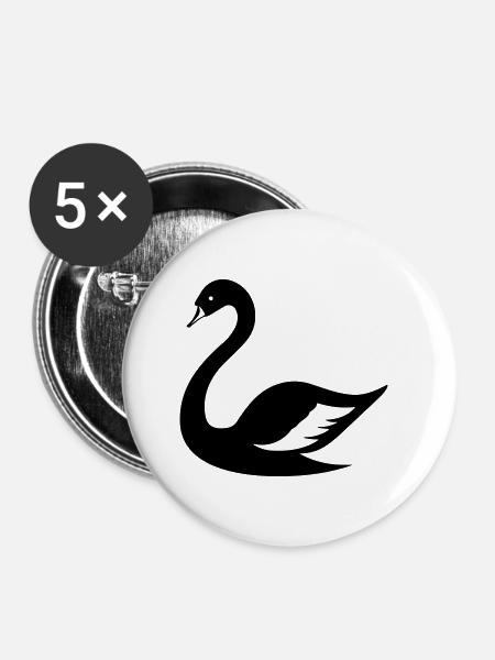 Schwan - Buttons klein 25 mm (5er Pack) - Weiß