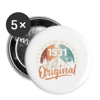 Original 1931 Retro Birthday Gift Born in 1931 - Buttons small 1''/25 mm (5-pack) - white - Front