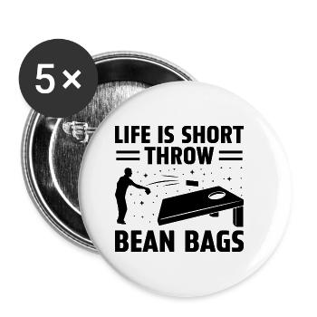 Joueurs De Cornhole Cornhole Sports Drôle De Cornhole Be - Lot de 5 petits badges (25 mm) - blanc - Devant