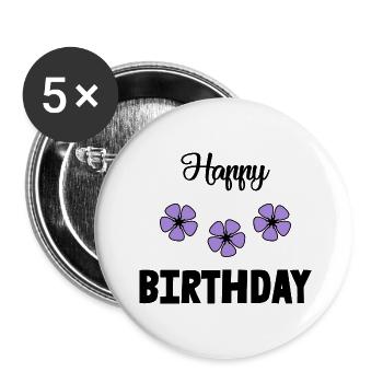 HAPPY BIRTHDAY. HAPPY BIRTHDAY. ANNIVERSARY. - Buttons small 1''/25 mm (5-pack) - white - Front