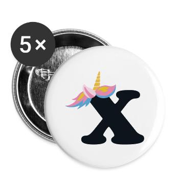 Unicorn Letter Rainbow Style "X" | be unique - Buttons small 1''/25 mm (5-pack) - white - Front