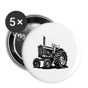 Tractor / Agriculture / Farmer / Field Work - Buttons small 1''/25 mm (5-pack) - white - Front