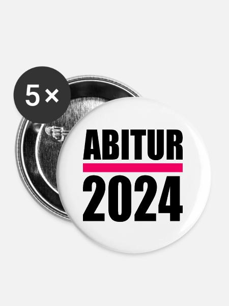 Abitur 2024 - Buttons klein 25 mm (5er Pack) - Weiß